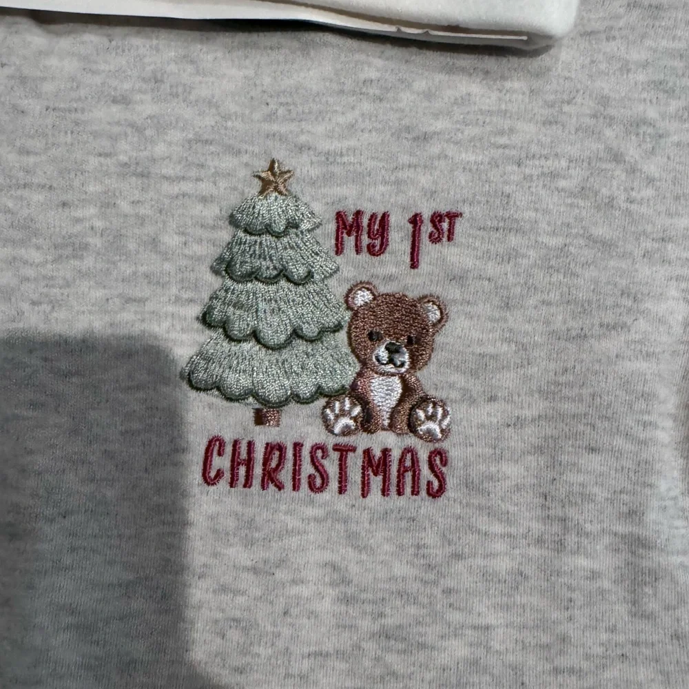 ☃️chick pea Gray and Green Christmas Baby Set - Picture 5 of 7